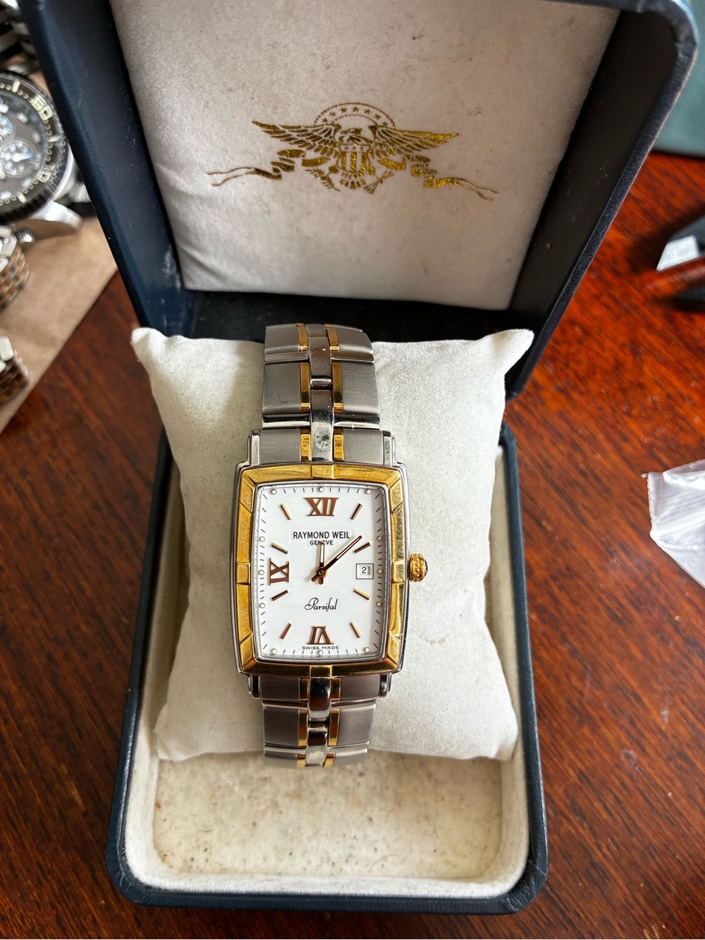 Raymond Weil Parsifal 9340 Men’s Watch Solid 18k Gold Bezel W/Booklets 7” Wrist